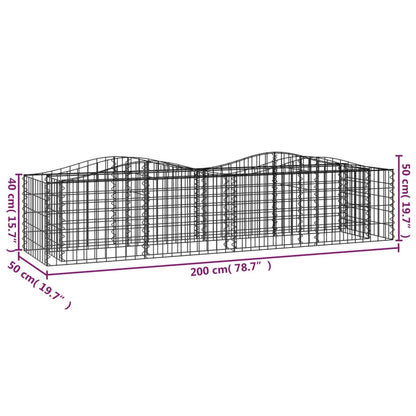 Gabbione ad Arco con Letto Rialzato 200x50x50 cm Ferro Zincato - homemem39