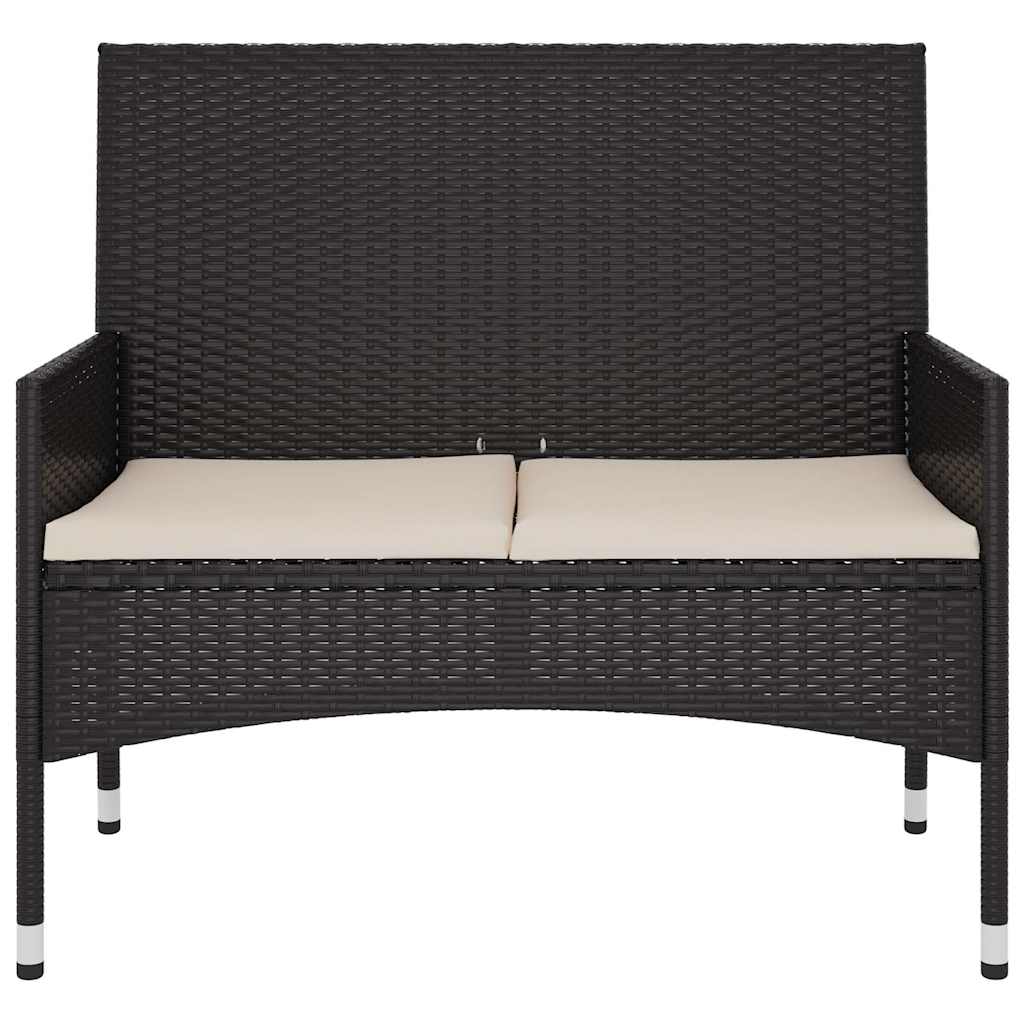 Panca da Giardino a 2 Posti con Cuscini in Polyrattan Nero - homemem39