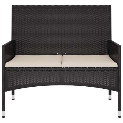 Panca da Giardino a 2 Posti con Cuscini in Polyrattan Nero - homemem39