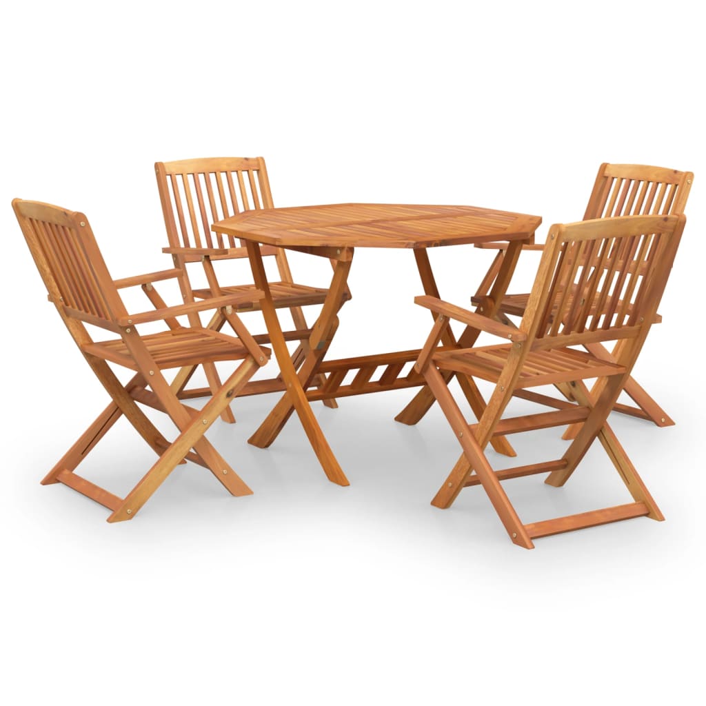 Set da Pranzo per Giardino 5 pz in Legno Massello di Acacia | homemem39