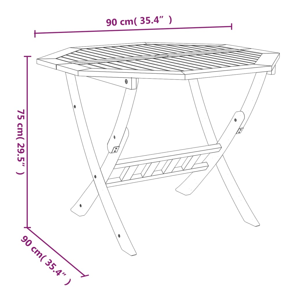 Set da Pranzo per Giardino 5 pz in Legno Massello di Acacia | homemem39