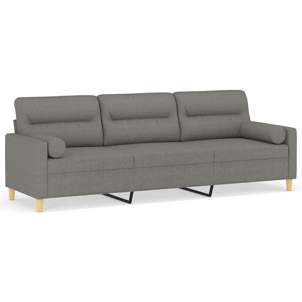 Divano a 3 Posti con Cuscini Grigio Scuro 210 cm in Tessuto | homemem39