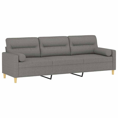 Divano a 3 Posti con Cuscini Grigio Scuro 210 cm in Tessuto | homemem39