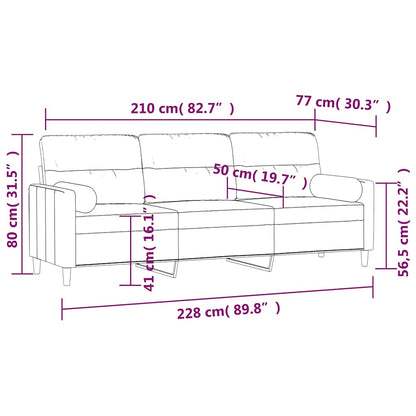 Divano a 3 Posti con Cuscini Grigio Scuro 210 cm in Tessuto | homemem39