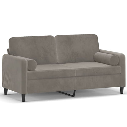 Divano a 2 Posti con Cuscini Grigio Chiaro 140 cm in Velluto | homemem39