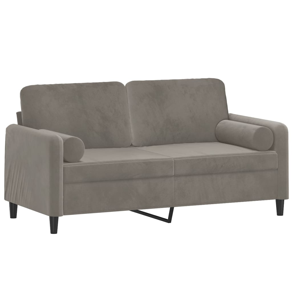 Divano a 2 Posti con Cuscini Grigio Chiaro 140 cm in Velluto | homemem39