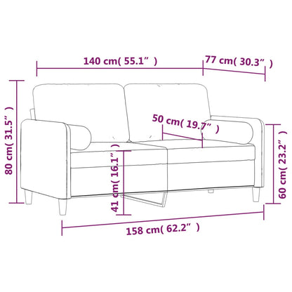 Divano a 2 Posti con Cuscini Grigio Chiaro 140 cm in Velluto | homemem39