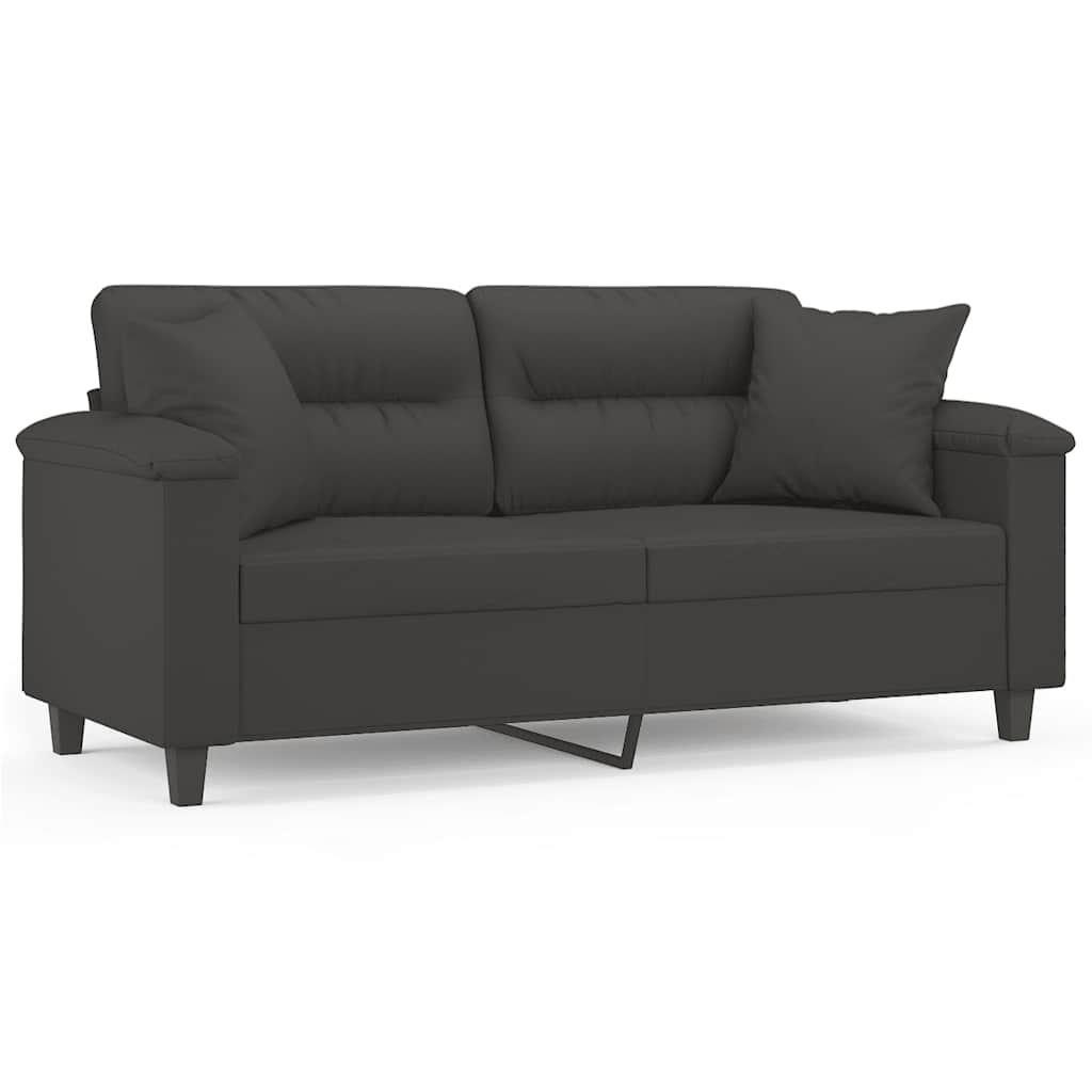 Divano a 2 Posti Cuscini Grigio Scuro 140cm Tessuto Microfibra | homemem39