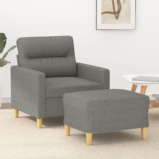 Poltrona con Poggiapiedi Grigio Scuro 60 cm in Tessuto | homemem39