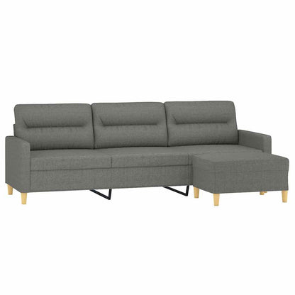 Divano a 3 Posti con Poggiapiedi Grigio Scuro 210cm in Tessuto | homemem39