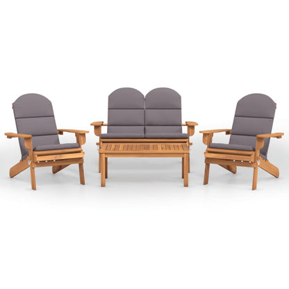 Set Salotto da Giardino Adirondack 4pz Legno Massello di Acacia