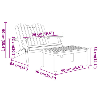 Set Salotto da Giardino Adirondack 3pz Legno Massello di Acacia | homemem39