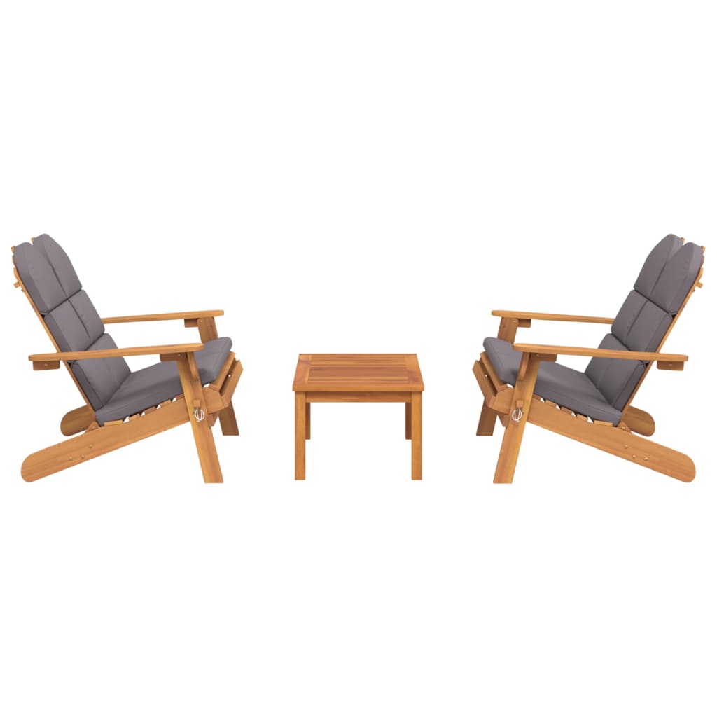 Set Salotto da Giardino Adirondack 3pz Legno Massello di Acacia