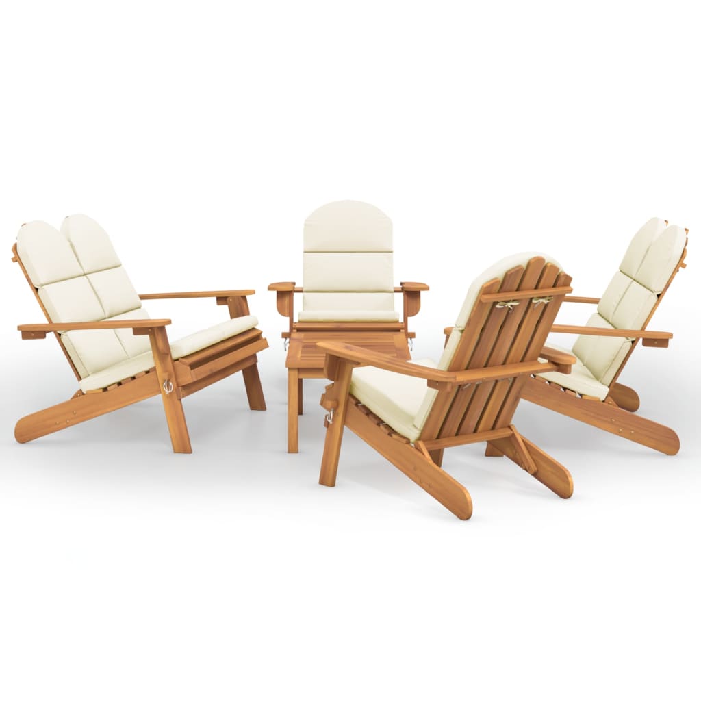 Set Salotto da Giardino Adirondack 5pz Legno Massello di Acacia | homemem39
