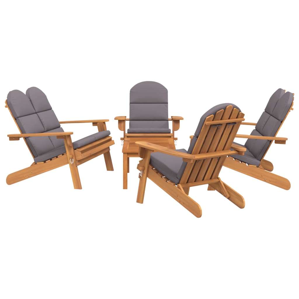 Set Salotto da Giardino Adirondack 5pz Legno Massello di Acacia