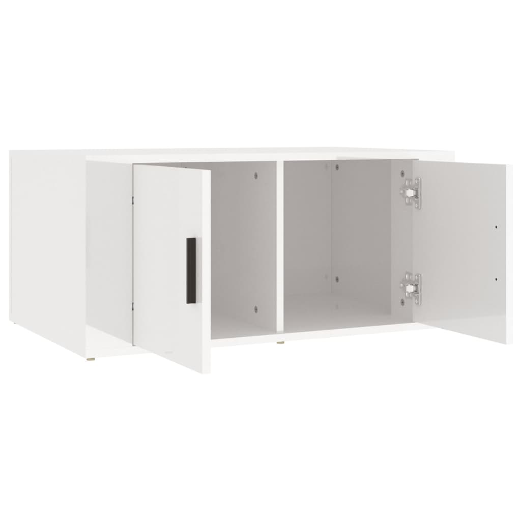 Tavolino da Salotto Bianco Lucido 80x50x36cm Legno Multistrato | homemem39