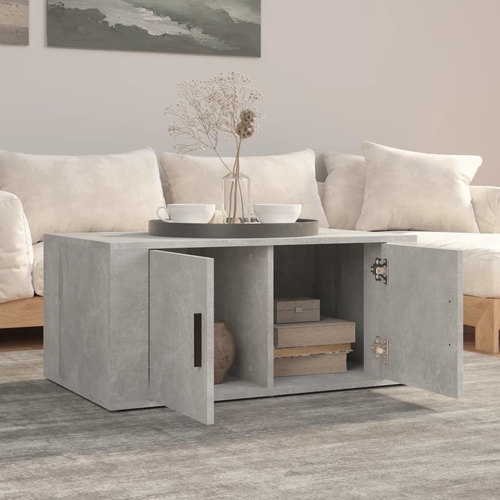 Tavolino Salotto Grigio Cemento 80x50x36 cm Legno Multistrato | homemem39