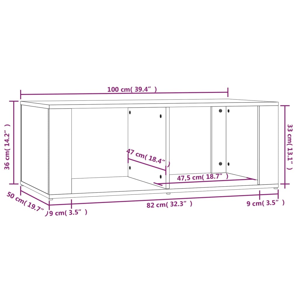 Tavolino da Salotto Rovere Fumo 100x50x36 cm Legno Multistrato | homemem39