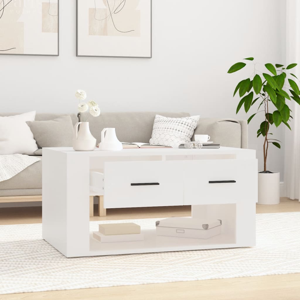 Tavolino da Salotto Bianco 80x50x40 cm in Legno Multistrato | homemem39