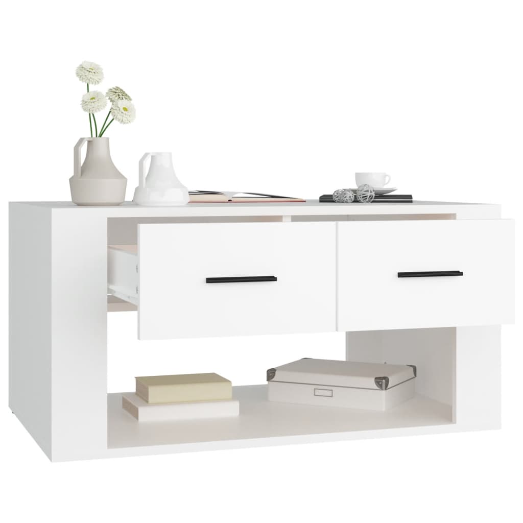 Tavolino da Salotto Bianco 80x50x40 cm in Legno Multistrato | homemem39