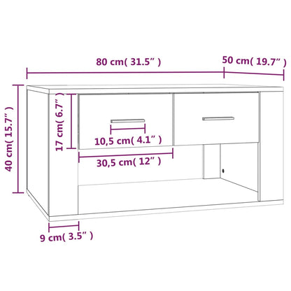 Tavolino da Salotto Bianco 80x50x40 cm in Legno Multistrato