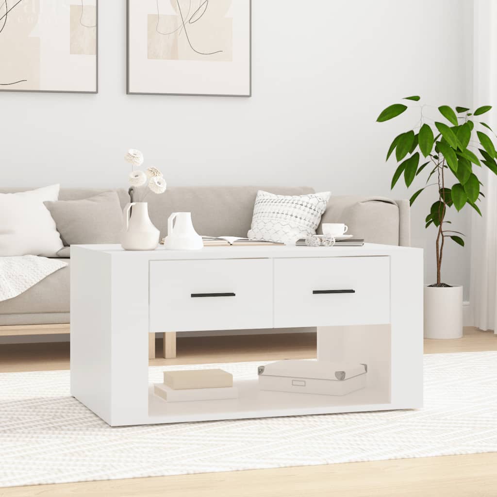 Tavolino da Salotto Bianco 80x50x40 cm in Legno Multistrato | homemem39