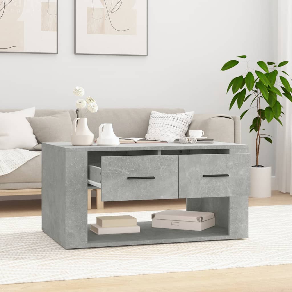 Tavolino da Salotto Grigio Cemento 80x50x40cm Legno Multistrato