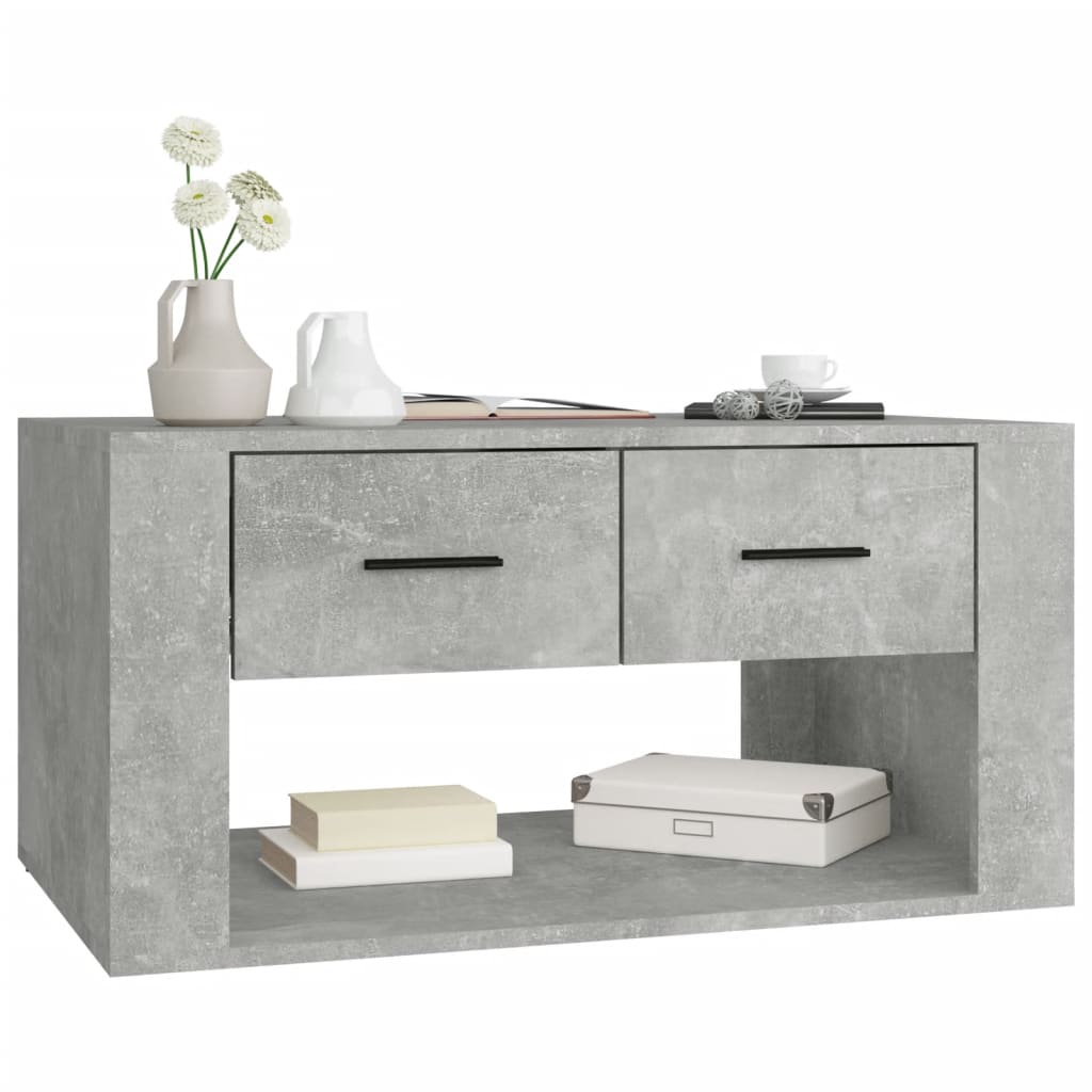 Tavolino da Salotto Grigio Cemento 80x50x40cm Legno Multistrato