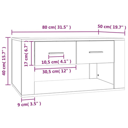 Tavolino da Salotto Grigio Cemento 80x50x40cm Legno Multistrato