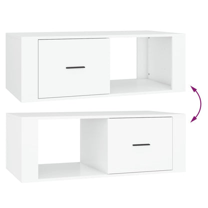 Tavolino da Salotto Bianco 100x50,5x35 cm in Legno Multistrato | homemem39