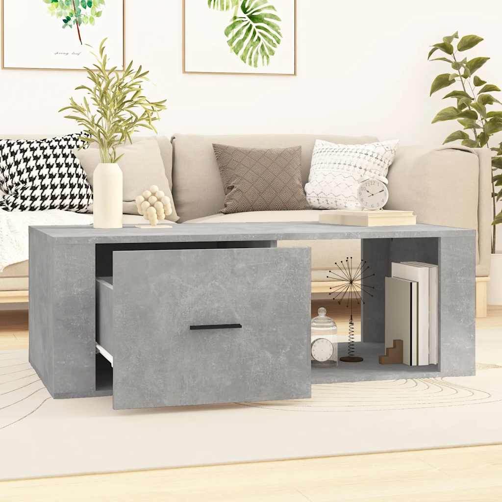 Tavolino Salotto Grigio Cemento 100x50,5x35cm Legno Multistrato | homemem39