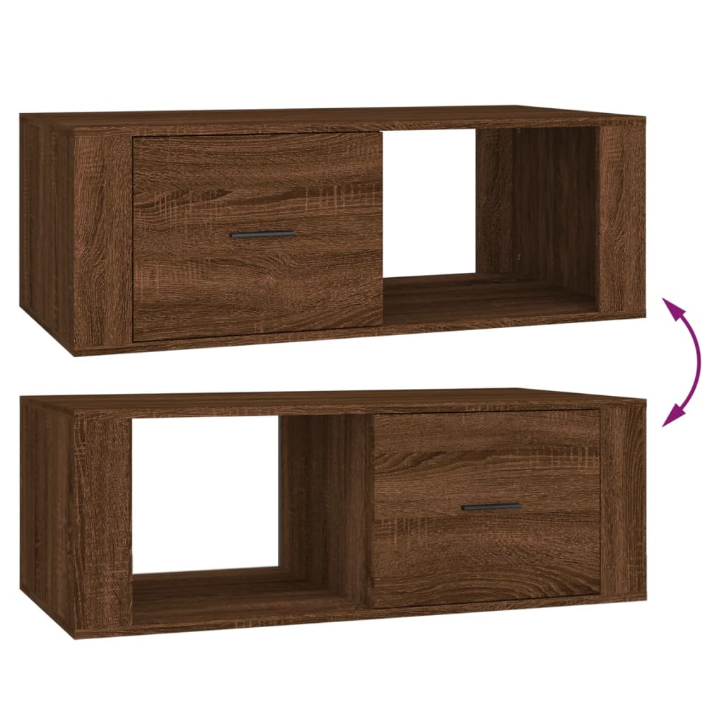 Tavolino Salotto Rovere Marrone 100x50,5x35cm Legno Multistrato