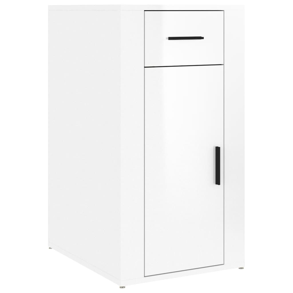 Armadietto Scrivania Bianco Lucido 40x49x75cm Legno Multistrato