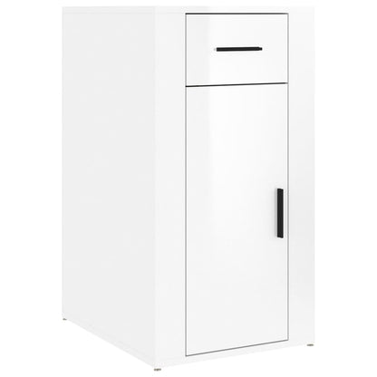 Armadietto Scrivania Bianco Lucido 40x49x75cm Legno Multistrato