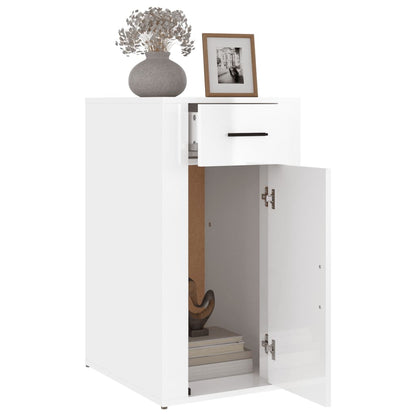 Armadietto Scrivania Bianco Lucido 40x49x75cm Legno Multistrato