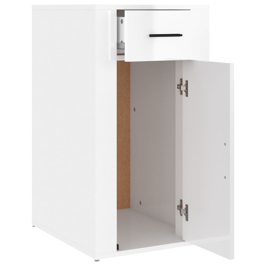 Armadietto Scrivania Bianco Lucido 40x49x75cm Legno Multistrato