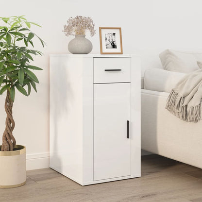 Armadietto Scrivania Bianco Lucido 40x49x75cm Legno Multistrato