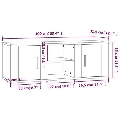 Mobile per TV Grigio Cemento 100x31,5x35 cm Legno Multistrato