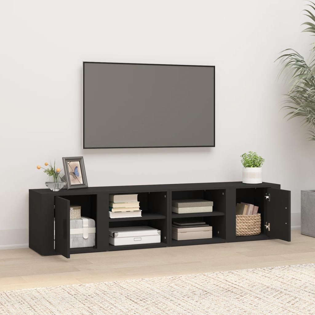 Mobili Porta TV 2 pz Nero 80x31,5x36 cm in Legno Multistrato - homemem39