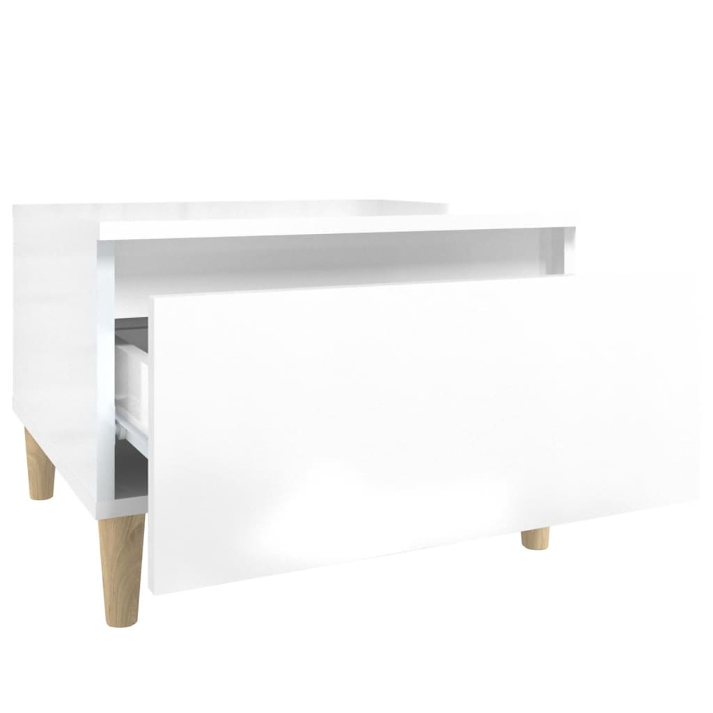Tavolino Bianco Lucido 50x46x35 cm in Legno Multistrato - homemem39