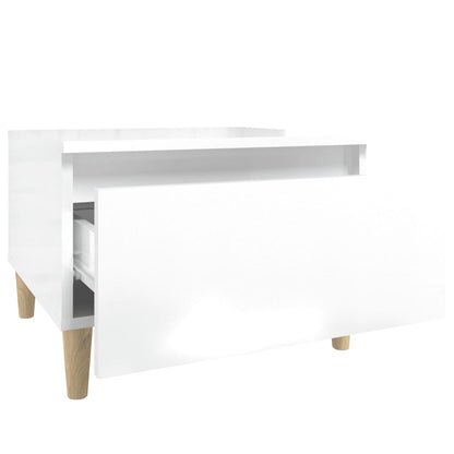 Tavolini 2pz Bianco Lucido 50x46x35 cm in Legno Multistrato - homemem39