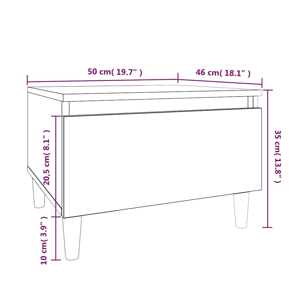 Tavolino da Salotto Rovere Fumo 50x46x35cm in Legno Multistrato
