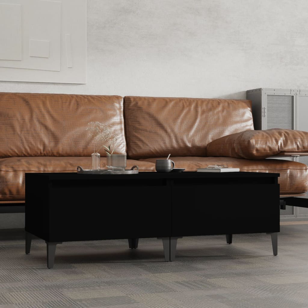 Tavolini 2pz Neri 50x46x35 cm in Legno Multistrato - homemem39