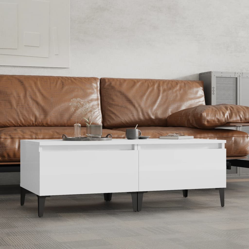 Tavolini 2pz Bianco Lucido 50x46x35 cm in Legno Multistrato - homemem39