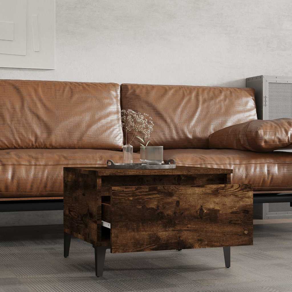 Tavolini 2pz Rovere Fumo 50x46x35 cm in Legno Multistrato
