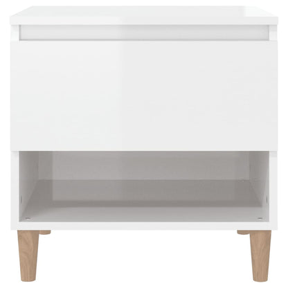 Comodini 2 pz Bianco Lucido 50x46x50 cm in Legno Multistrato - homemem39