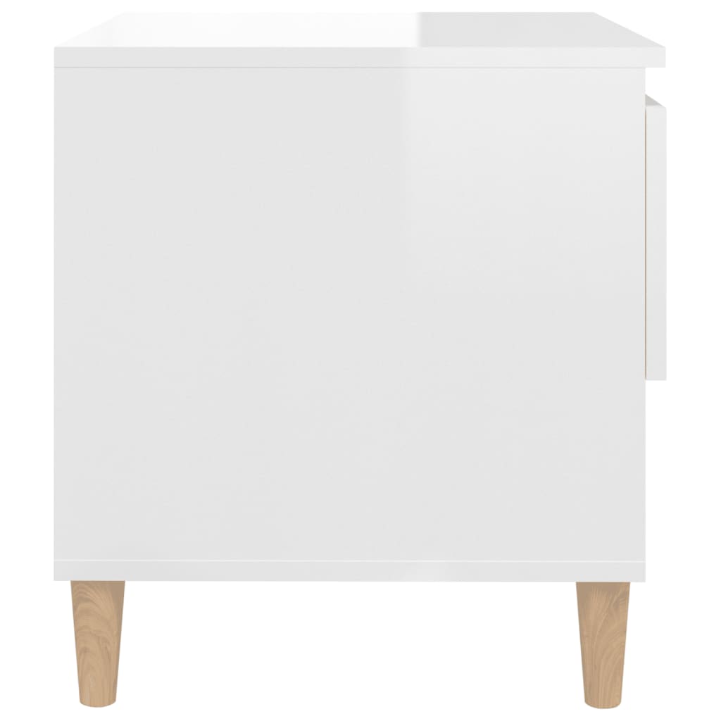 Comodini 2 pz Bianco Lucido 50x46x50 cm in Legno Multistrato - homemem39