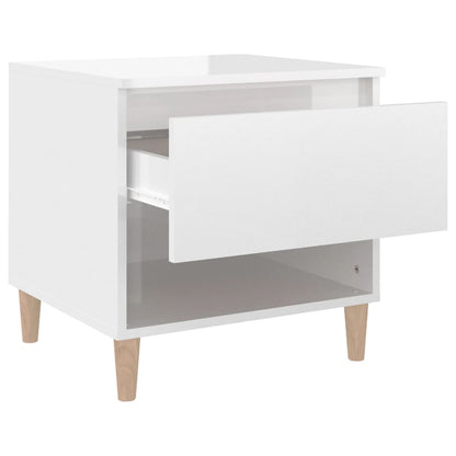 Comodini 2 pz Bianco Lucido 50x46x50 cm in Legno Multistrato - homemem39