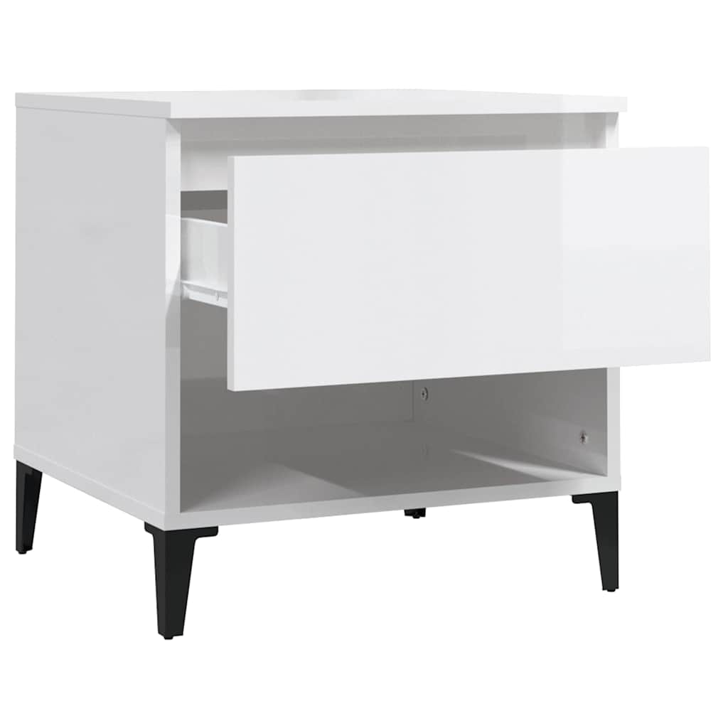 Tavolino Bianco Lucido 50x46x50 cm in Legno Multistrato