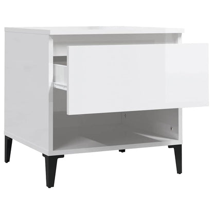 Tavolino Bianco Lucido 50x46x50 cm in Legno Multistrato
